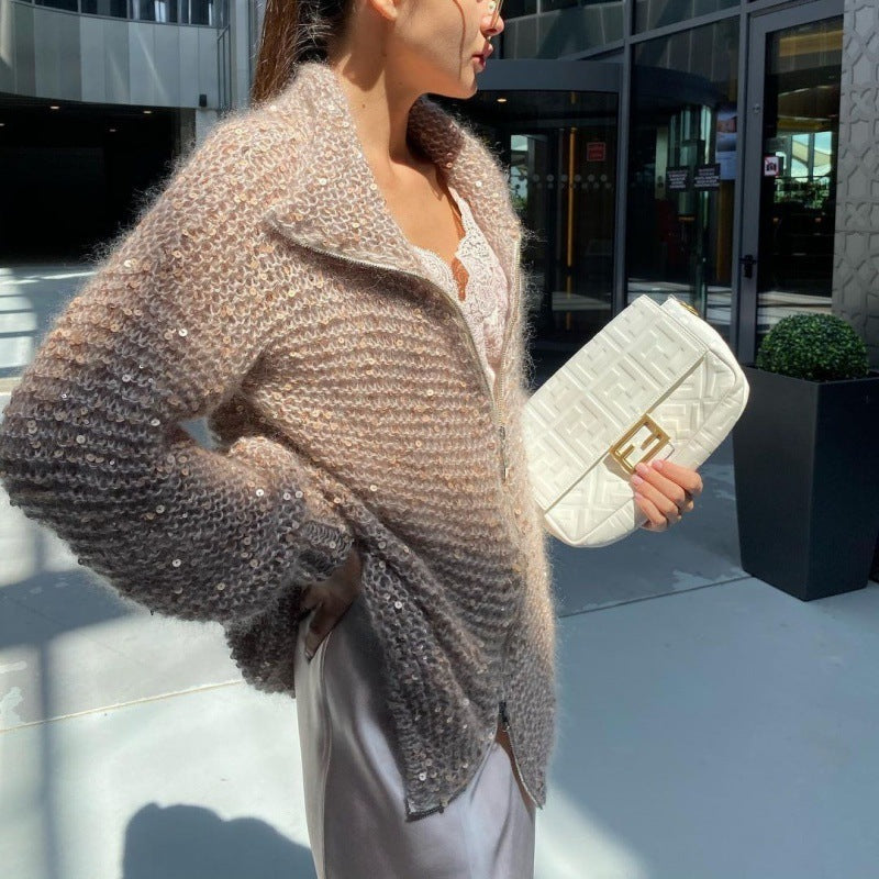 Sequin Knitwear Coat