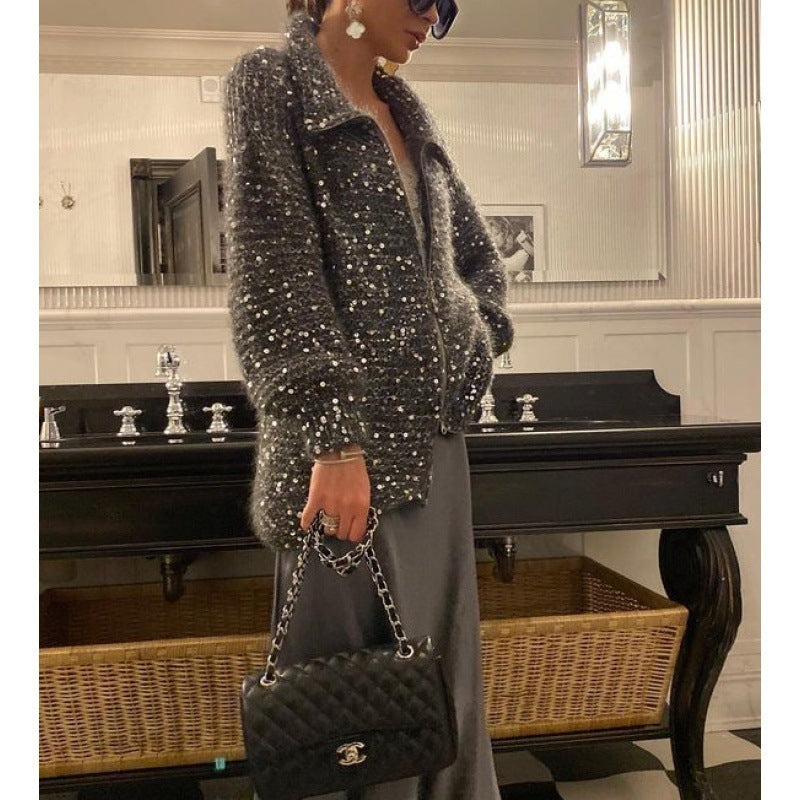 Sequin Knitwear Coat