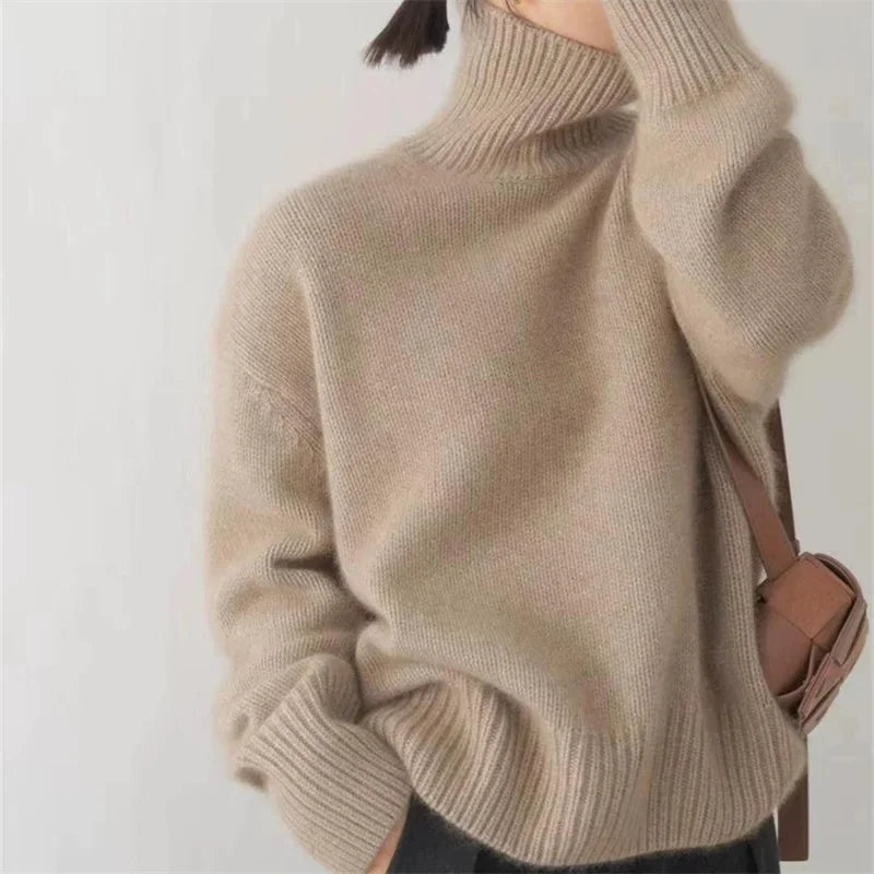 Oversized Cashmere Roll Neck Sweater