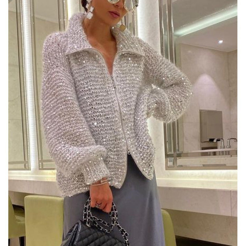 Sequin Knitwear Coat
